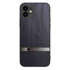 For iPhone 12 mini Shang Rui Wood Grain Skin PU + TPU Shockproof Case (Black) - 1