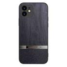 Shang Rui Wood Grain Skin PU + TPU Shockproof Case For iPhone 12(Black) - 1