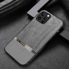 Shang Rui Wood Grain Skin PU + TPU Shockproof Case For iPhone 12 Pro(Grey) - 1