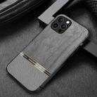 Shang Rui Wood Grain Skin PU + TPU Shockproof Case For iPhone 12 Pro Max(Grey) - 1