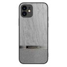 For iPhone 11 Shang Rui Wood Grain Skin PU + TPU Shockproof Case (Grey) - 1