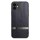 For iPhone 11 Shang Rui Wood Grain Skin PU + TPU Shockproof Case (Black) - 1