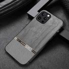 For iPhone 11 Pro Max Shang Rui Wood Grain Skin PU + TPU Shockproof Case (Grey) - 1