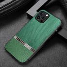 For iPhone 11 Pro Max Shang Rui Wood Grain Skin PU + TPU Shockproof Case (Green) - 1