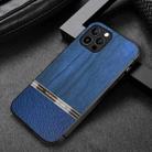 For iPhone 11 Pro Max Shang Rui Wood Grain Skin PU + TPU Shockproof Case (Blue) - 1
