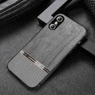 Shang Rui Wood Grain Skin PU + TPU Shockproof Case For iPhone X / XS(Grey) - 1