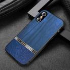 For iPhone X / XS Shang Rui Wood Grain Skin PU + TPU Shockproof Case(Blue) - 1