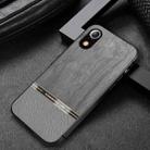 Shang Rui Wood Grain Skin PU + TPU Shockproof Case For iPhone XR(Grey) - 1