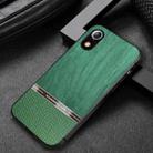Shang Rui Wood Grain Skin PU + TPU Shockproof Case For iPhone XR(Green) - 1