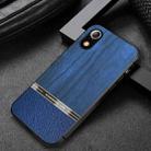 Shang Rui Wood Grain Skin PU + TPU Shockproof Case For iPhone XR(Blue) - 1