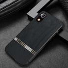 For iPhone XR Shang Rui Wood Grain Skin PU + TPU Shockproof Case(Black) - 1