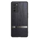 For OPPO A55 Shang Rui Wood Grain Skin PU + TPU Shockproof Case(Black) - 1