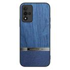 For OPPO A93s Shang Rui Wood Grain Skin PU + TPU Shockproof Case(Blue) - 1