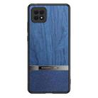 For OPPO A72 Shang Rui Wood Grain Skin PU + TPU Shockproof Case(Blue) - 1