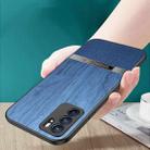 For OPPO Reno6 Pro+ 5G Shang Rui Wood Grain Skin PU + TPU Shockproof Case(Blue) - 6
