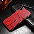 For iPhone X / XS SULADA Shockproof TPU + Handmade Leather Protective Case with Holder & Card Slot & Hand Strap(Red) - 1