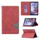 For Samsung Galaxy Tab A7 Lite SM-T220/SM-T225 Rhombus Texture Horizontal Flip Magnetic Leather Case with Holder & Card Slots(Red) - 1