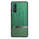 For OPPO Reno3 Pro Shang Rui Wood Grain Skin PU + TPU Shockproof Case(Green) - 1