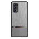 For OPPO Reno5 Pro 5G Shang Rui Wood Grain Skin PU + TPU Shockproof Case(Grey) - 1