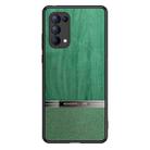 For OPPO Reno5 Pro 5G Shang Rui Wood Grain Skin PU + TPU Shockproof Case(Green) - 1