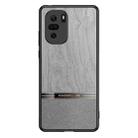 For Xiaomi Redmi K40 Shang Rui Wood Grain Skin PU + TPU Shockproof Case(Grey) - 1