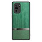 For Xiaomi Redmi K40 Shang Rui Wood Grain Skin PU + TPU Shockproof Case(Dark Green) - 1