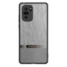 For Xiaomi Redmi K40 Pro Shang Rui Wood Grain Skin PU + TPU Shockproof Case(Grey) - 1