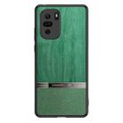 For Xiaomi Redmi K40 Pro Shang Rui Wood Grain Skin PU + TPU Shockproof Case(Dark Green) - 1