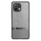 For Xiaomi Mi 11 Shang Rui Wood Grain Skin PU + TPU Shockproof Case(Grey) - 1