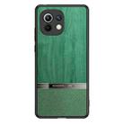 For Xiaomi Mi 11 Shang Rui Wood Grain Skin PU + TPU Shockproof Case(Dark Green) - 1