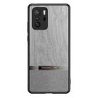 For Xiaomi Redmi Note 10 Pro Shang Rui Wood Grain Skin PU + TPU Shockproof Case(Grey) - 1