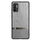 For Xiaomi Redmi Note 10 Shang Rui Wood Grain Skin PU + TPU Shockproof Case(Grey) - 1