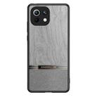For Xiaomi Mi 11 Lite Shang Rui Wood Grain Skin PU + TPU Shockproof Case(Grey) - 1