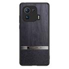 For Xiaomi Mi 11 Pro Shang Rui Wood Grain Skin PU + TPU Shockproof Case(Black) - 1