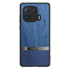 For Xiaomi Mi 11 Pro Shang Rui Wood Grain Skin PU + TPU Shockproof Case(Blue) - 1