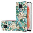 For Motorola Moto G Play (2021) Electroplating Splicing Marble Flower Pattern TPU Shockproof Case with Rhinestone Ring Holder(Blue Flower) - 1