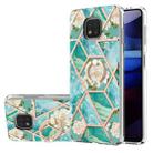 For Motorola Moto G Power (2021) Electroplating Splicing Marble Flower Pattern TPU Shockproof Case with Rhinestone Ring Holder(Blue Flower) - 1