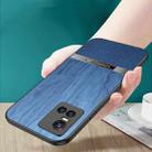 For vivo S10 Pro Shang Rui Wood Grain Skin PU + TPU Shockproof Case(Blue) - 6