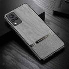 For vivo S9 Shang Rui Wood Grain Skin PU + TPU Shockproof Case(Grey) - 1