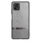 For vivo Y52s Shang Rui Wood Grain Skin PU + TPU Shockproof Case(Grey) - 1