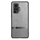 For vivo X50 Pro Shang Rui Wood Grain Skin PU + TPU Shockproof Case(Grey) - 1