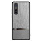 For vivo Y73s Shang Rui Wood Grain Skin PU + TPU Shockproof Case(Grey) - 1