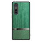 For vivo Y73s Shang Rui Wood Grain Skin PU + TPU Shockproof Case(Green) - 1