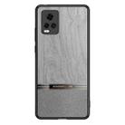 For vivo S7 5G Shang Rui Wood Grain Skin PU + TPU Shockproof Case(Grey) - 1