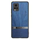 For vivo S7 5G Shang Rui Wood Grain Skin PU + TPU Shockproof Case(Blue) - 1