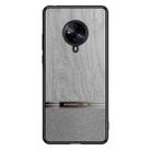 For vivo S6 5G Shang Rui Wood Grain Skin PU + TPU Shockproof Case(Grey) - 1