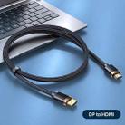 USAMS US-SJ530 U74 DP to HDMI 4K Glossy Aluminum Alloy HD Audio and Video Cable, Cable Length: 2m(Black) - 2