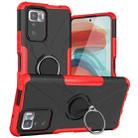 For Xiaomi Redmi Note 10 Pro 5G Armor Bear Shockproof PC + TPU Protective Case with Ring Holder(Red) - 1