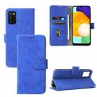 For Samsung Galaxy A03s Solid Color Skin Feel Magnetic Buckle Horizontal Flip Calf Texture PU Leather Case with Holder & Card Slots & Wallet(Blue) - 1