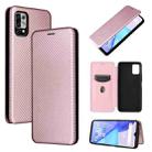 For UMIDIGI Power 5 Carbon Fiber Texture Horizontal Flip TPU + PC + PU Leather Case with Card Slot(Pink) - 1